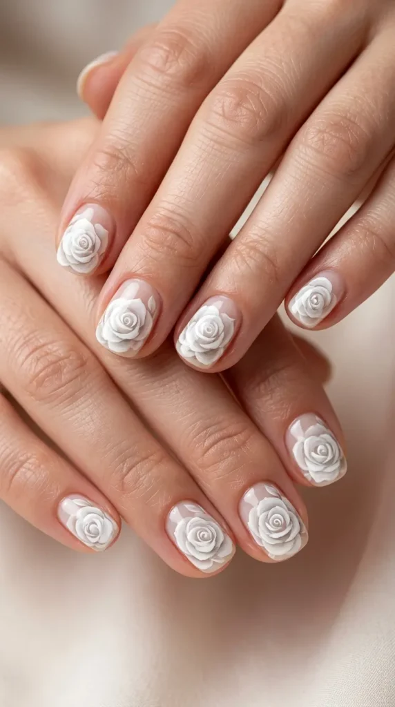 White Rose Nail Art