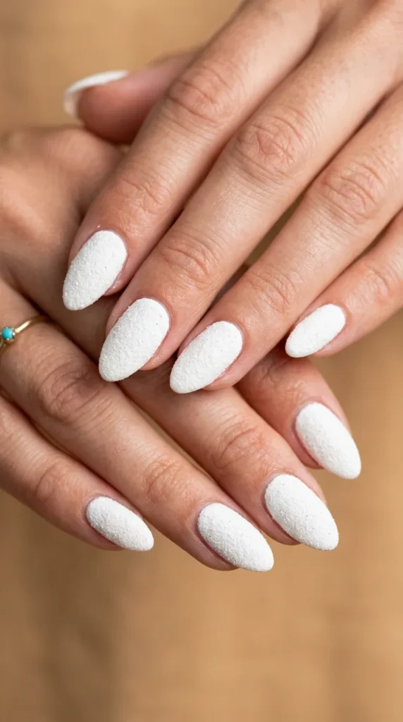 White sand texture nails