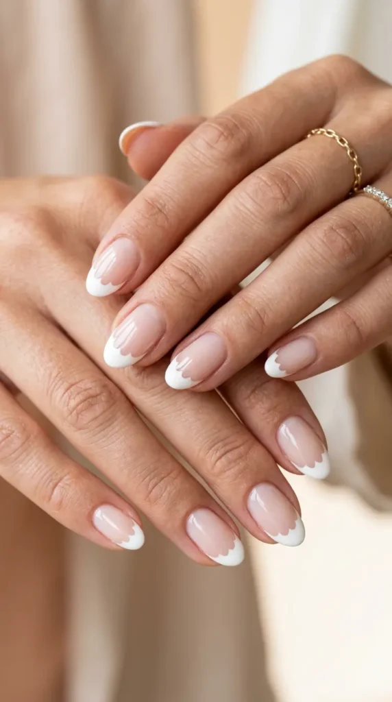 White Scalloped French Tips