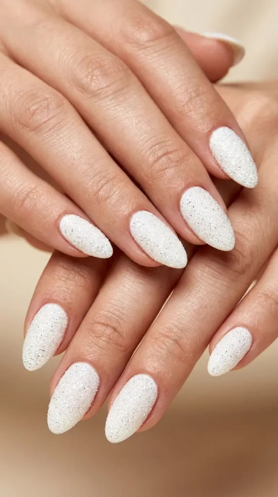 White Sparkly Sugar Nails