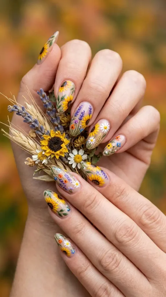 Wildflower & Sunflower Mix Nails