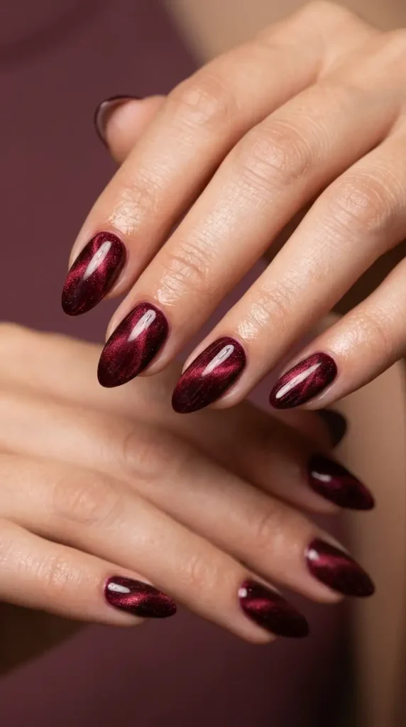Wine Red Velvet Nails