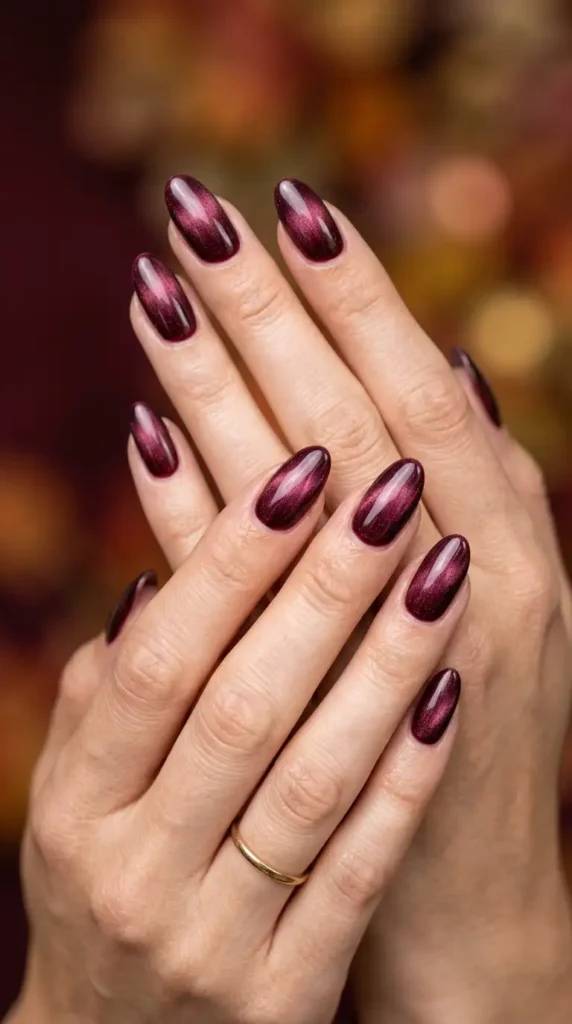 Wine Velvet Magnetic Nails