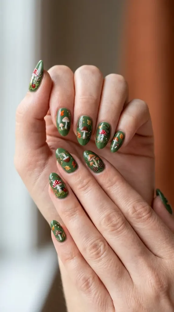 Woodland Mushroom Nail Art