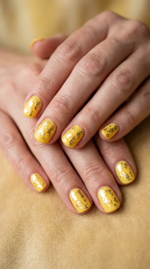 Yellow Gold Foil Nails