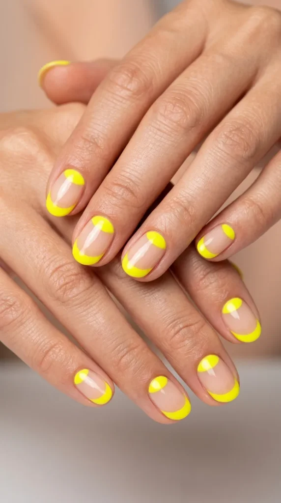 Yellow Half Moon Nails
