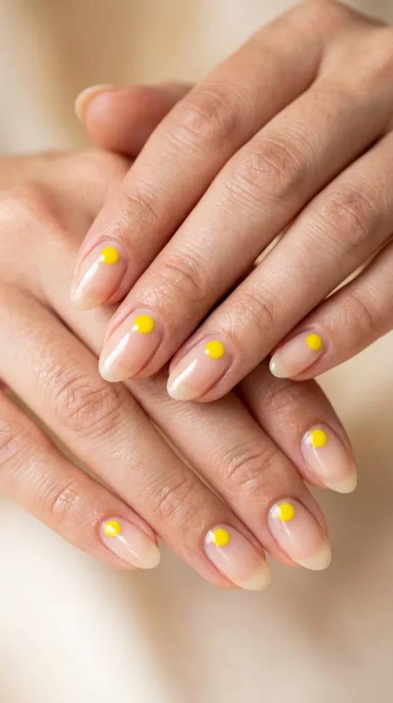Yellow Minimal Dot Nails