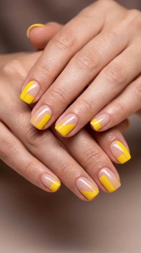 Yellow Negative Space Nails