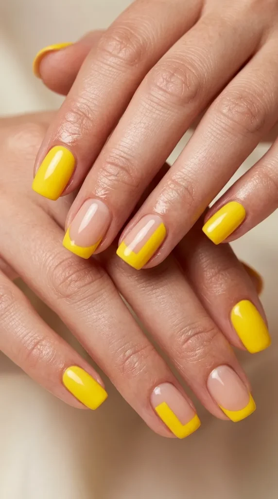 Yellow Nude Combo Nails