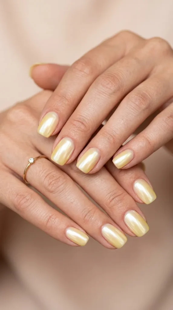 Yellow Pearl Glazed Nails