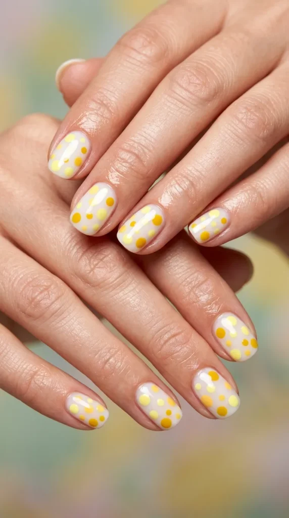 Yellow Polka Dot Nails