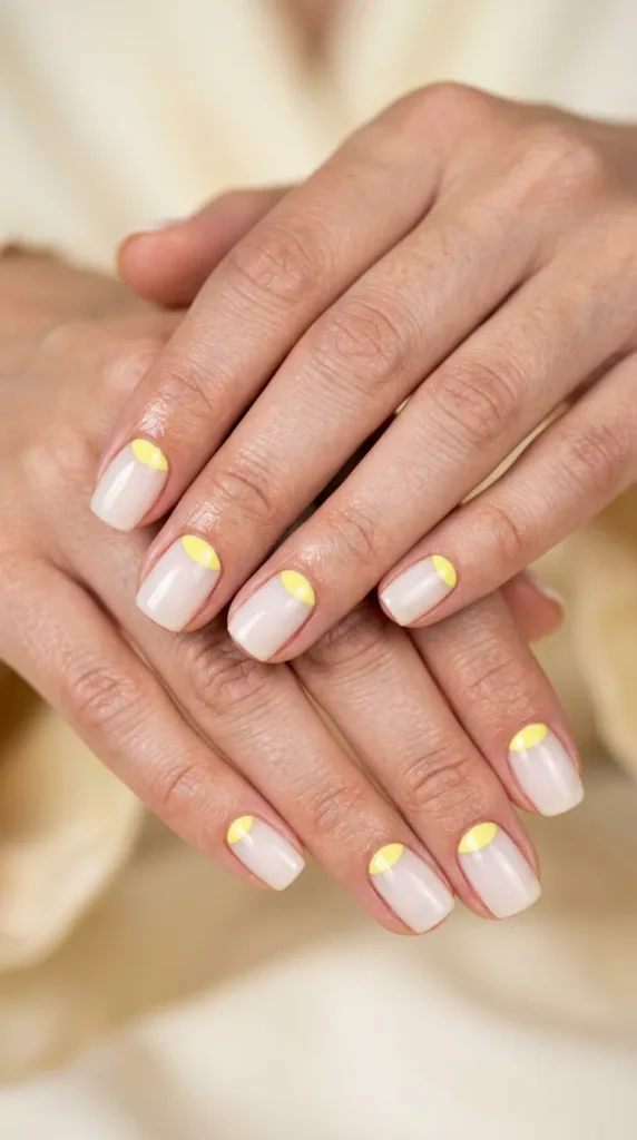 Yellow Reverse French Nails
