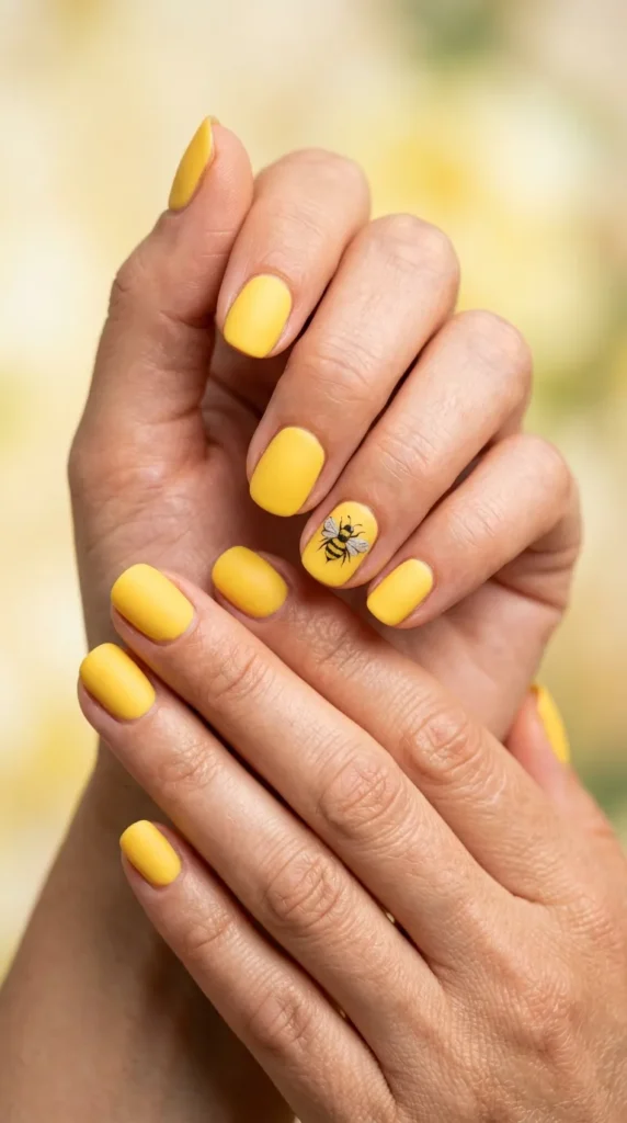 Yellow Tiny Bee Nails