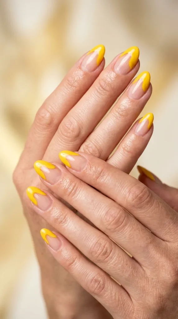 Yellow Wave French Nails