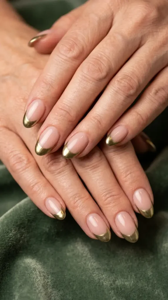 Antique Gold Chrome French Oval Nails