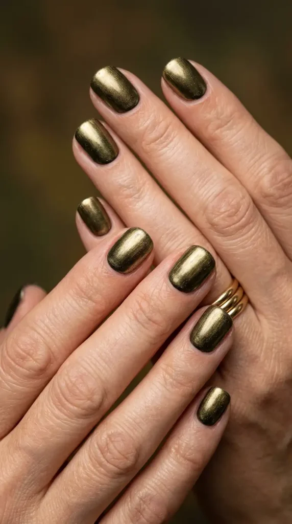Antique Gold Chrome Nails