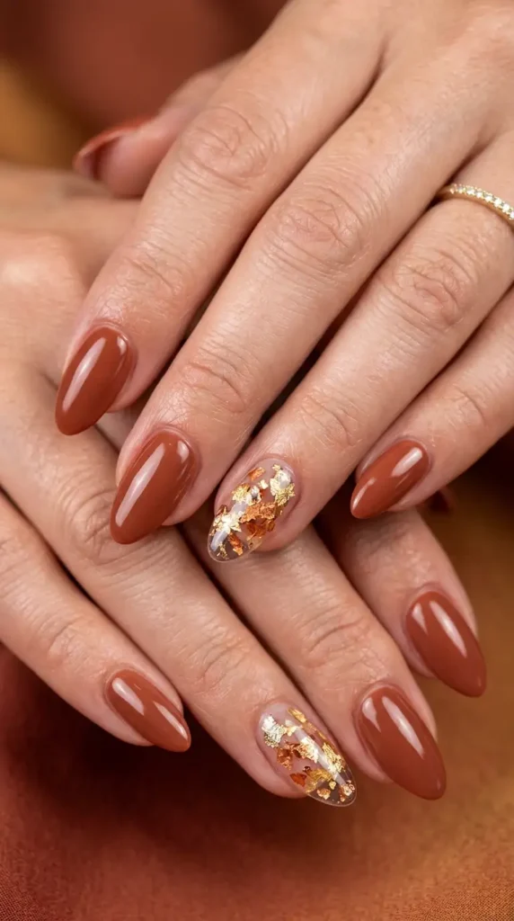 Autumn Leaf Accent Nails