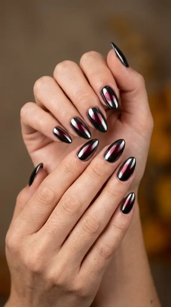Black Chrome with Burgundy Aura