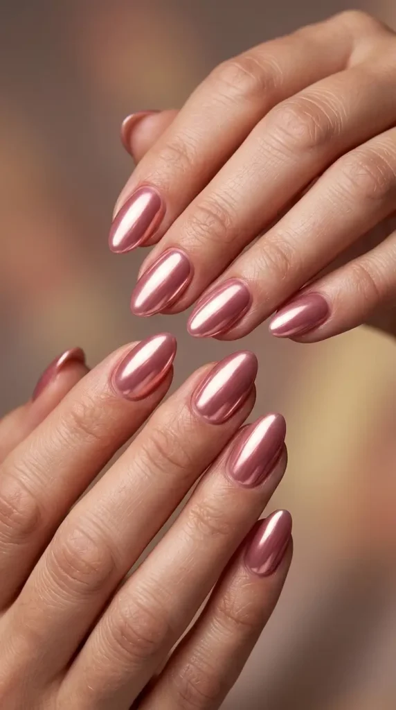 Blush Pink Chrome Nails