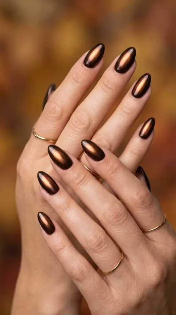 Bronze Aura Chrome Nails