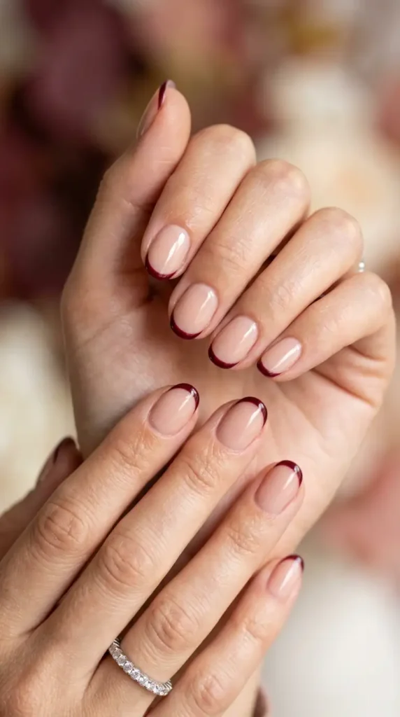Burgundy Micro-French Tips
