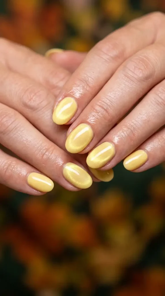 Butter Yellow Cat-Eye Nails
