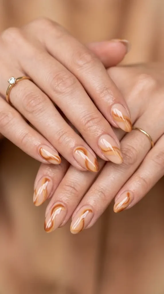 Caramel Swirl Nail Art