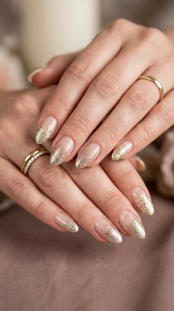 Champagne Glitter Ombre Nails