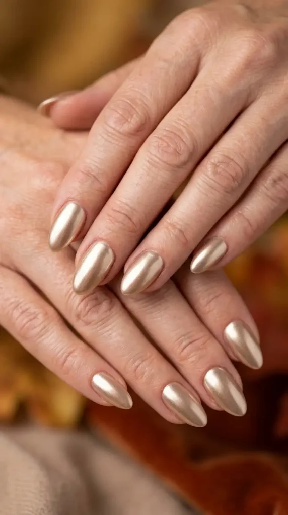 Champagne Gold Soft Chrome Nails
