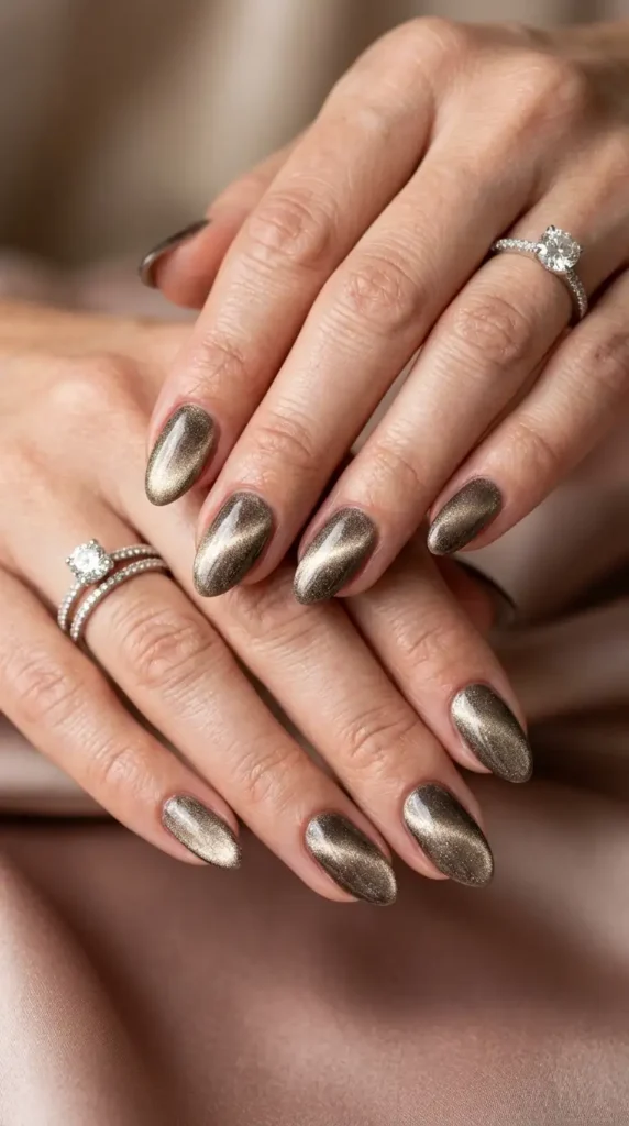 Champagne Velvet Cat-Eye Nails