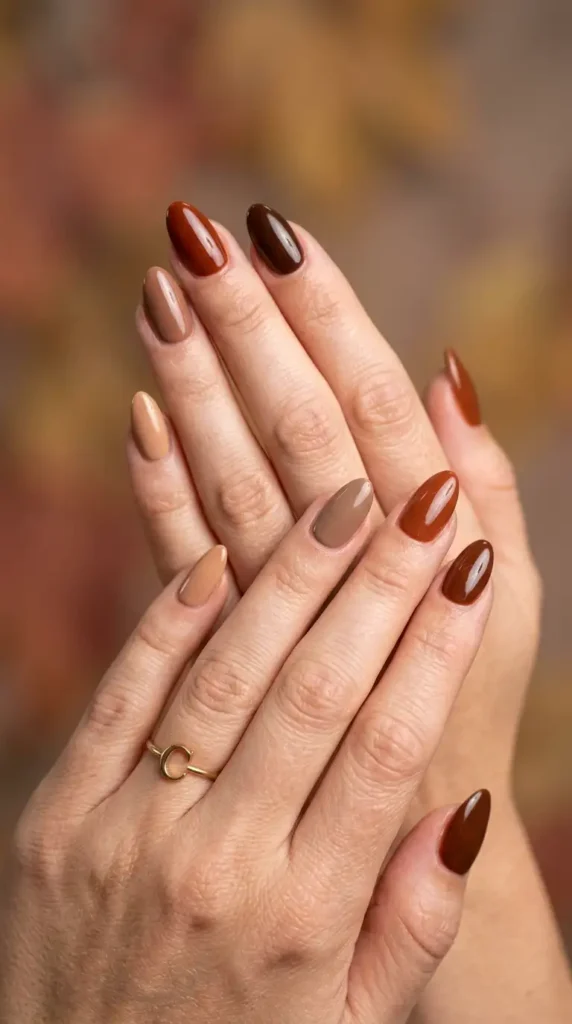 Cinnamon Brown Gradient Nails