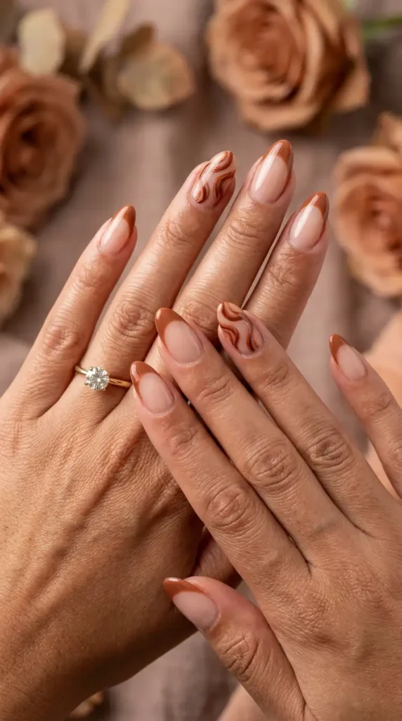 Cinnamon Swirl French Nails