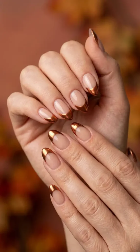 Copper Chrome French Manicure