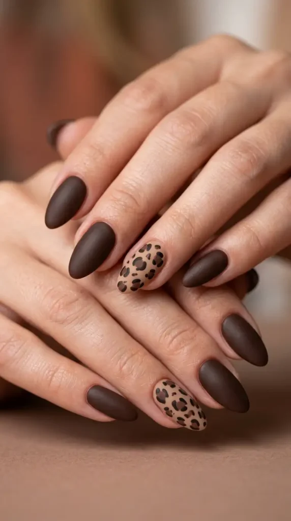 Dark Brown Leopard Print Accents