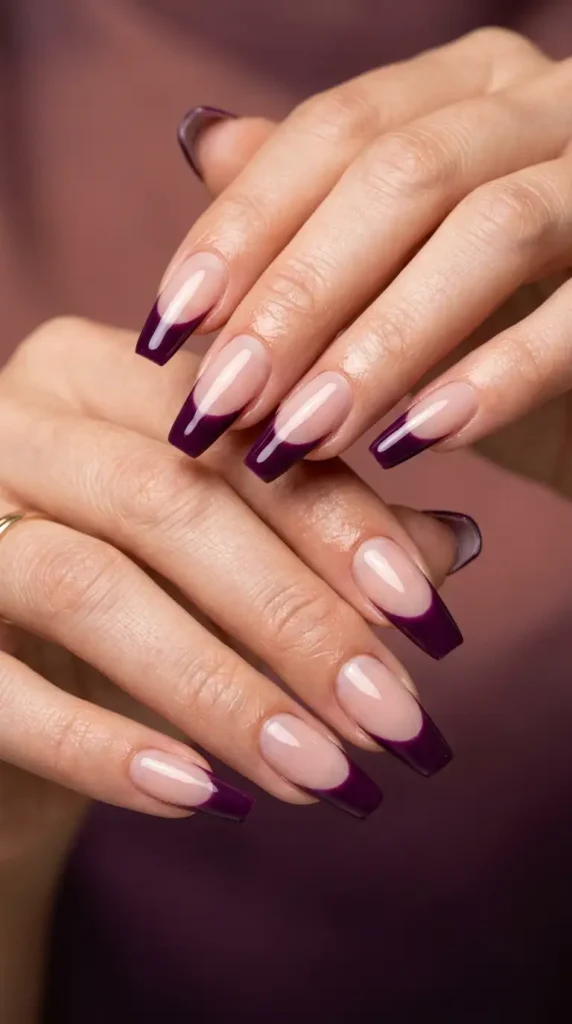 Deep Plum French Tips