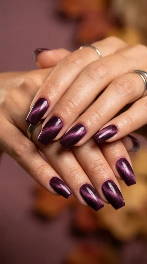 Deep Plum Velvet Nails