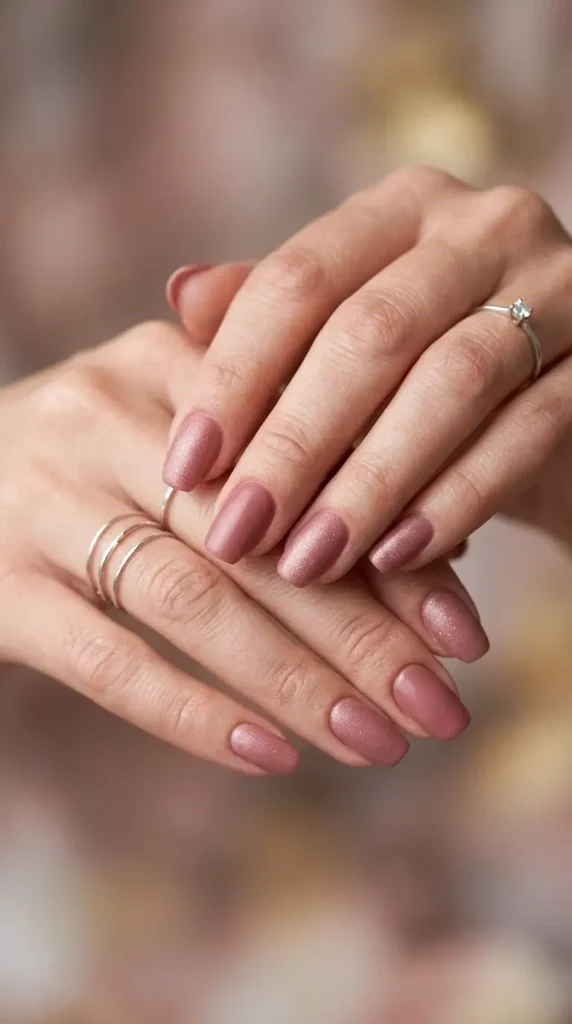 Dusty Rose Bridal Nails