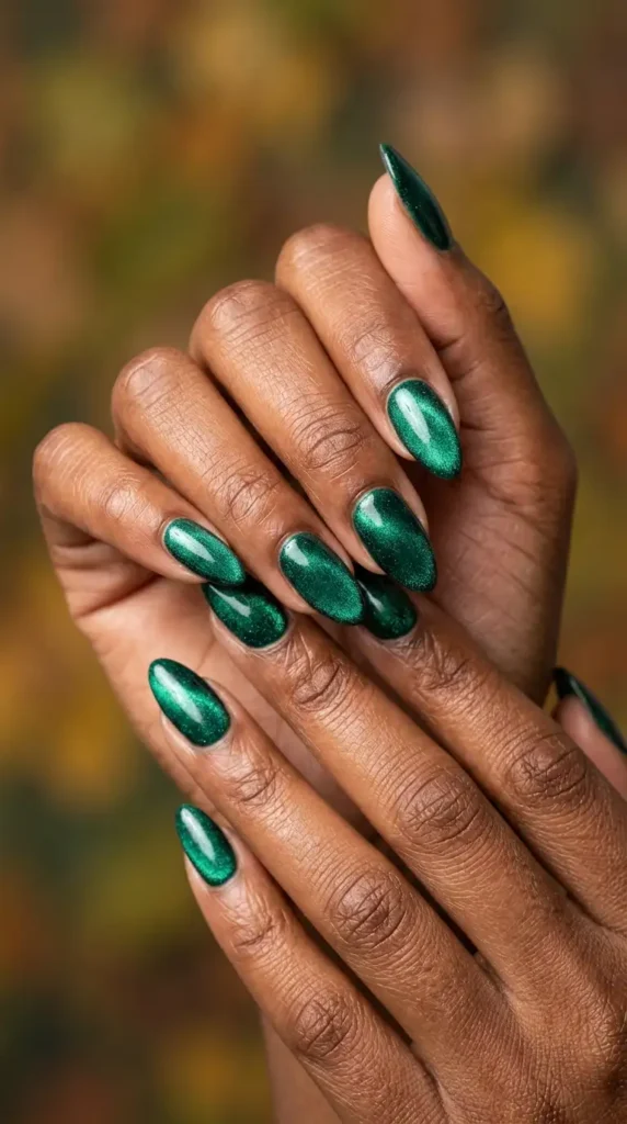 Emerald Green Velvet Nails