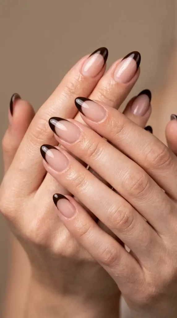 Espresso Brown French Manicure