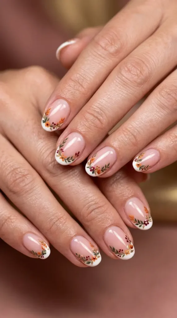 Fall Floral French Tips