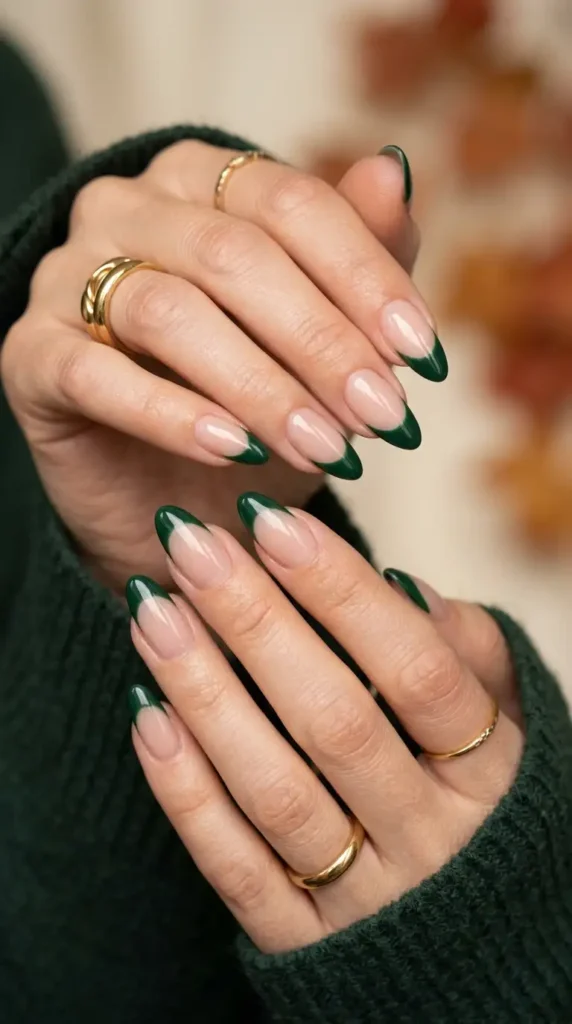 Forest Green French Tips
