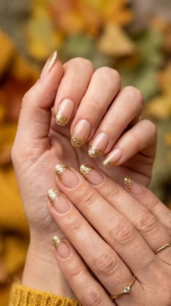 Golden Glitter French Manicure