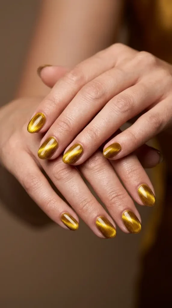 Honey Gold Cat-Eye Nails