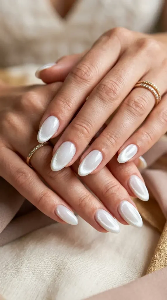 Milky White Cat-Eye Nails