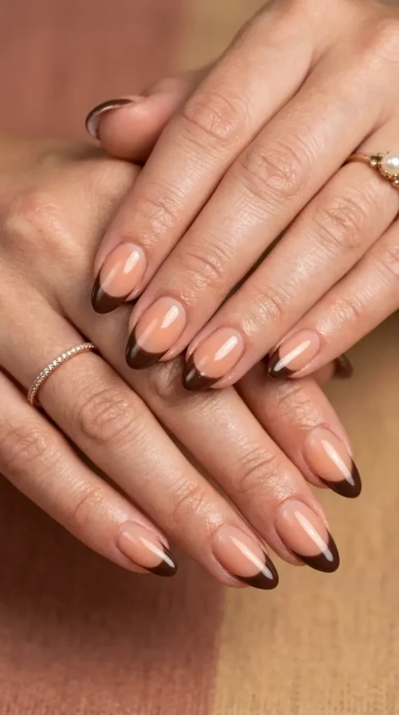 Mocha Brown French Tips