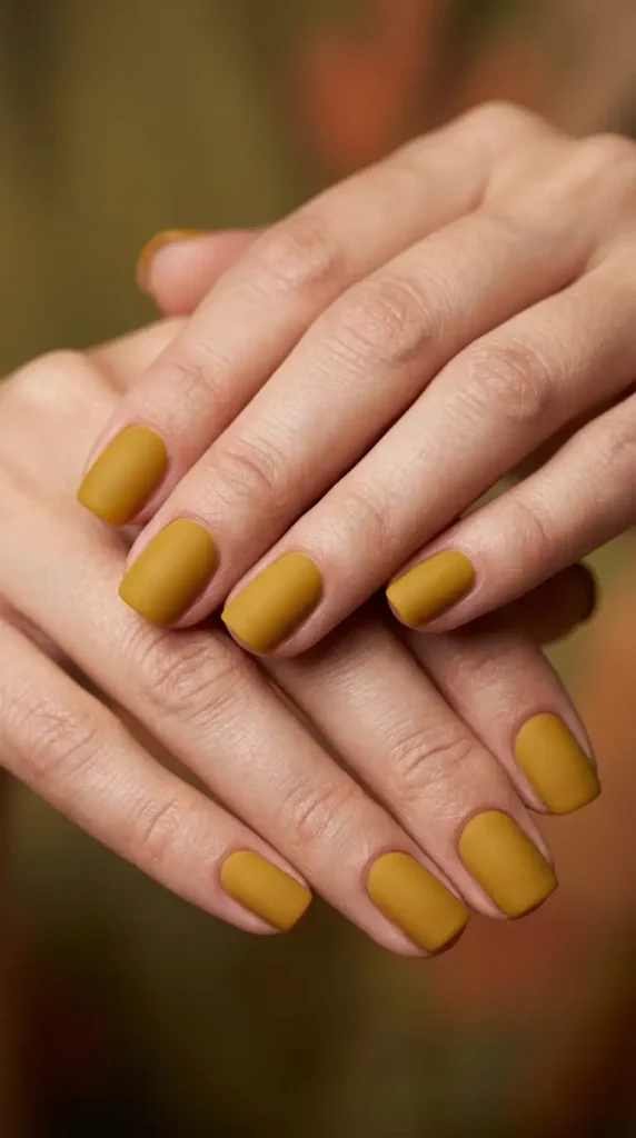 Mustard Yellow Matte Nails