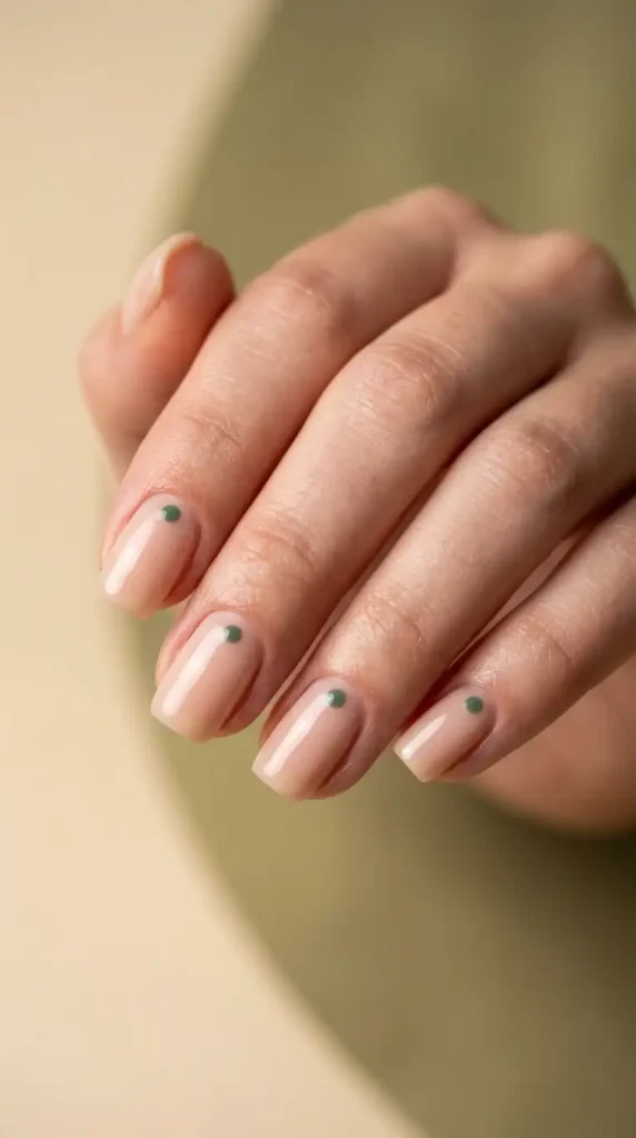 Muted Green and Nude Minimalist Nails