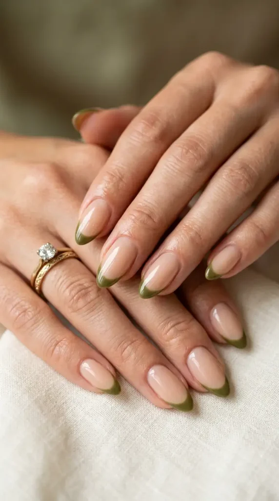 Olive Green French Tips