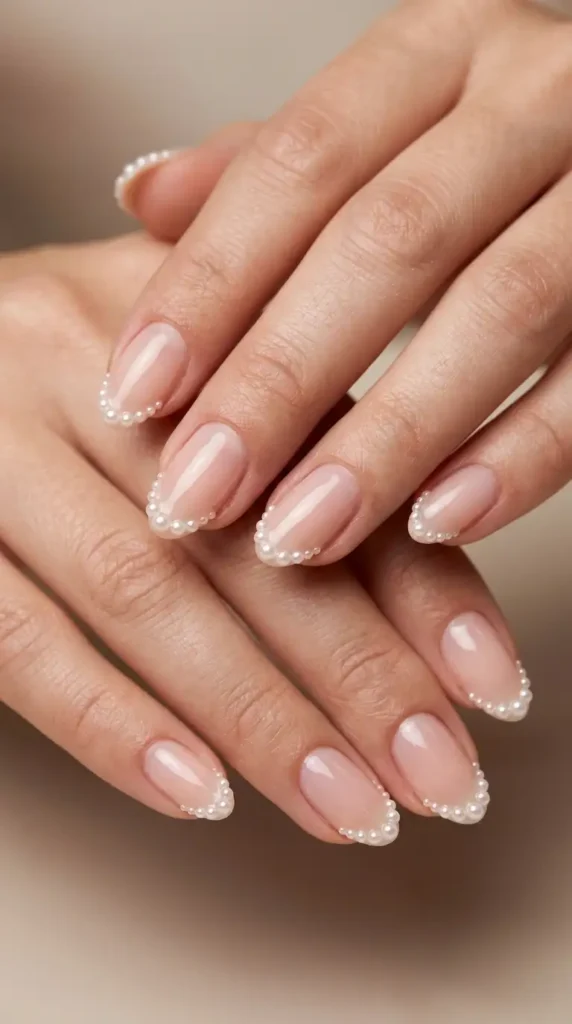 Pearl French Tip Nails
