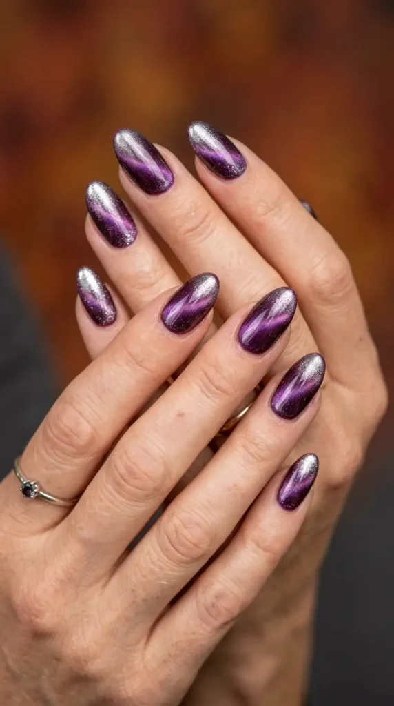 Plum Cat-Eye with Silver Chrome Overlay
